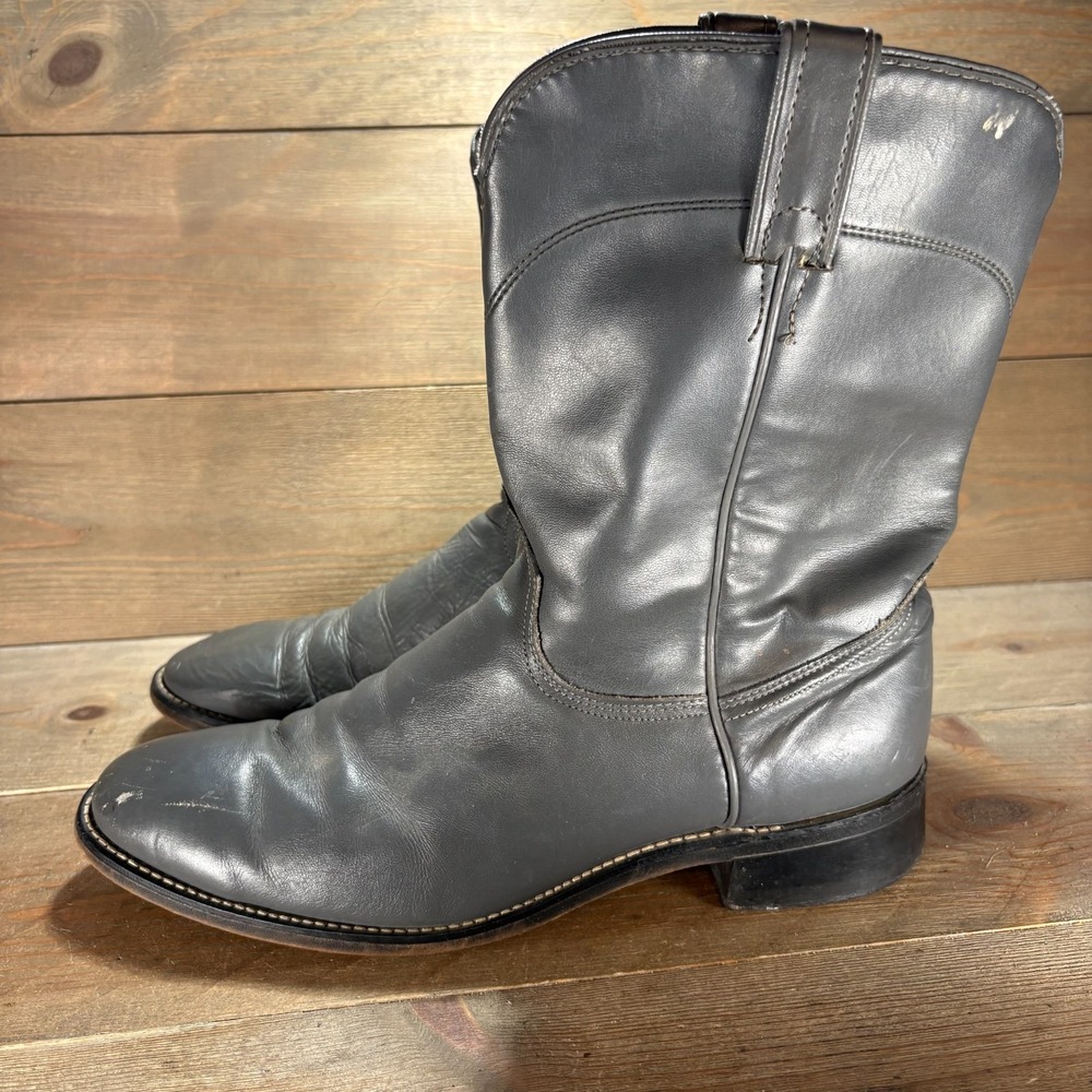 laredo Mens size 10 wide EE shoes Gray Leather Pull On Vintage roper boots